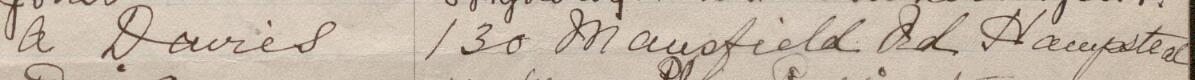 Image of A Davies's signature and address in the petition