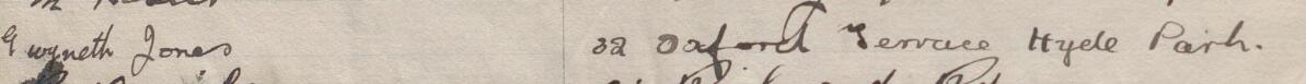 Image of Gwyneth Jones's signature and address in the petition