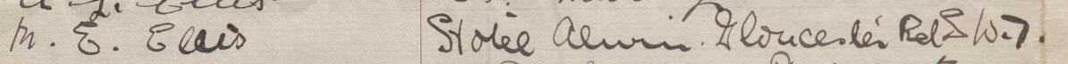 Image of M E Ellis's signature and address in the petition