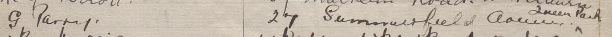 Image of G Parry's signature and address in the petition