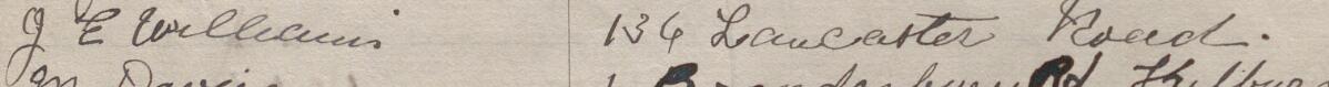 Image of J E Williams's signature and address in the petition