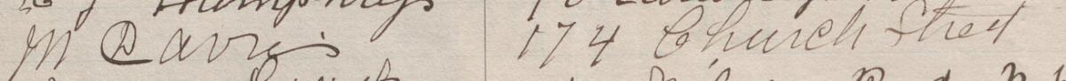 Image of M Davies's signature and address in the petition