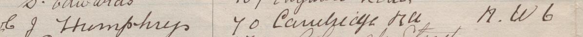 Image of C J Humphreys's signature and address in the petition