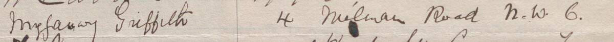 Image of Myfanwy Griffith's signature and address in the petition