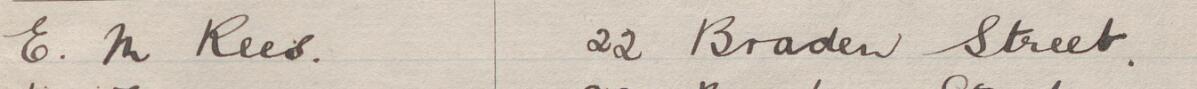Image of E M Rees's signature and address in the petition
