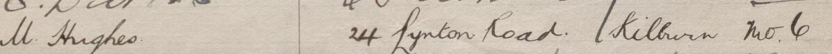 Image of M Hughes's signature and address in the petition