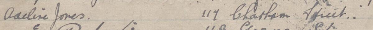 Image of Adeline Jones's signature and address in the petition