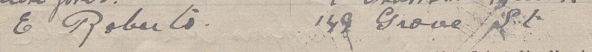 Image of E Roberts's signature and address in the petition