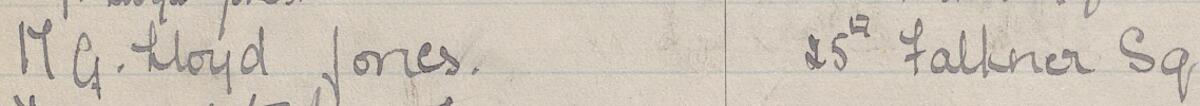 Image of M G Lloyd Jones's signature and address in the petition
