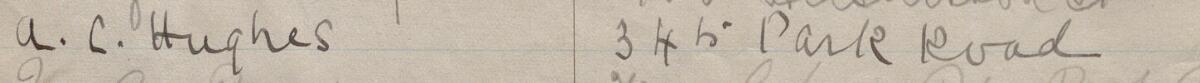 Image of A C Hughes's signature and address in the petition