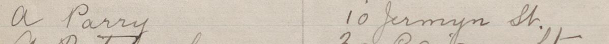 Image of A Parry's signature and address in the petition