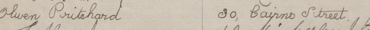 Image of Olwen Pritchard's signature and address in the petition