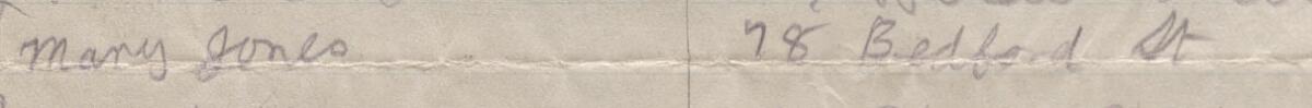 Image of Mary Jones's signature and address in the petition