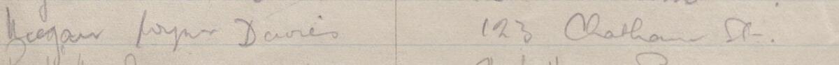 Image of Megan Wyn Davies's signature and address in the petition