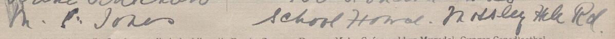 Image of M P Jones's signature and address in the petition