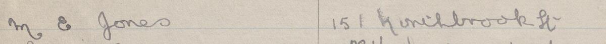 Image of M E Jones's signature and address in the petition