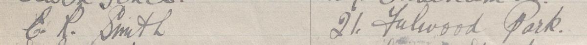 Image of E R Smith's signature and address in the petition