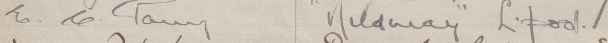 Image of E C Parry's signature and address in the petition
