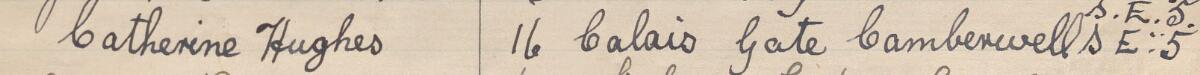 Image of Catherine Hughes's signature and address in the petition