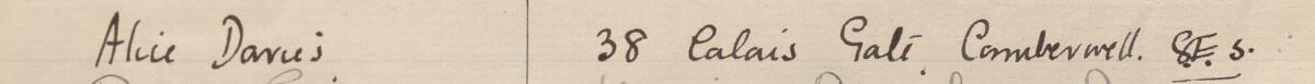 Image of Alice Davies's signature and address in the petition