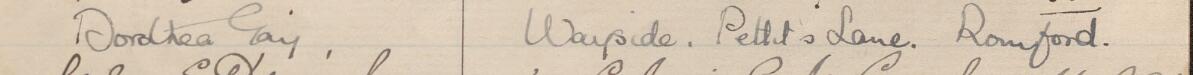 Image of Dorothea Gay's signature and address in the petition