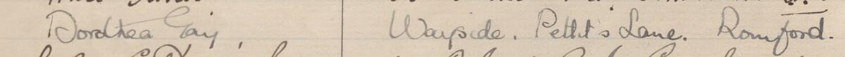 Image of Dorothea Gay's signature and address in the petition