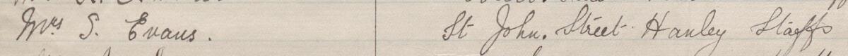Image of Mrs S. Evans's signature and address in the petition