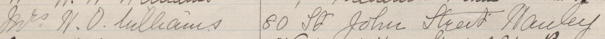 Image of Mrs H. O. Williams's signature and address in the petition