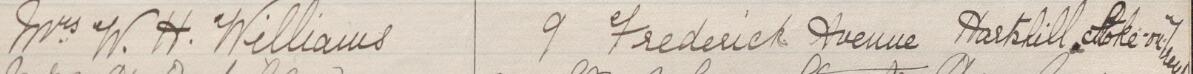 Image of Mrs W. H. Williams's signature and address in the petition