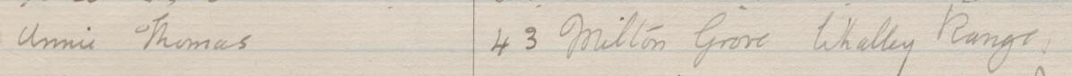 Image of Annie Thomas's signature and address in the petition