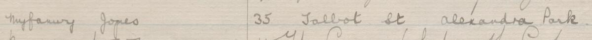 Image of Myfanwy Jones's signature and address in the petition