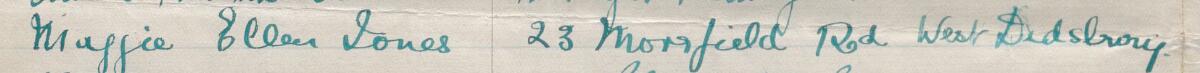 Image of Maggie Ellen Jones's signature and address in the petition