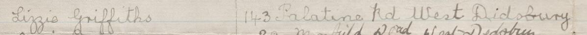 Image of Lizzie Griffiths's signature and address in the petition