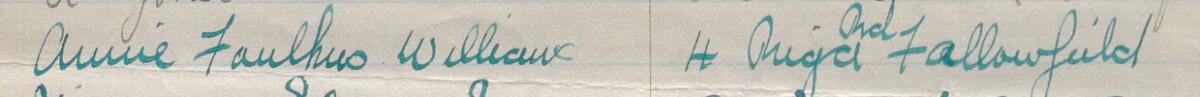 Image of Annie Faulkus Williams's signature and address in the petition