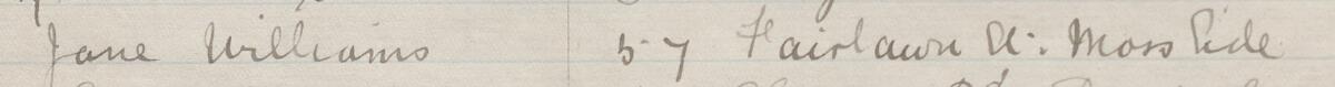 Image of Jane Williams's signature and address in the petition