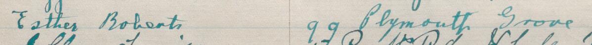 Image of Esther Roberts's signature and address in the petition