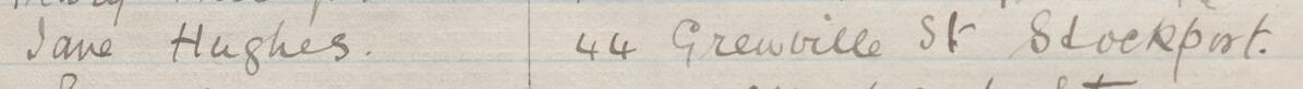 Image of Jane Hughes's signature and address in the petition