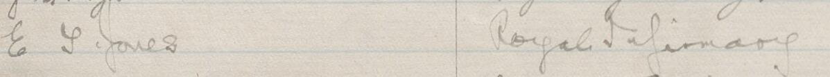 Image of E J Jones's signature and address in the petition