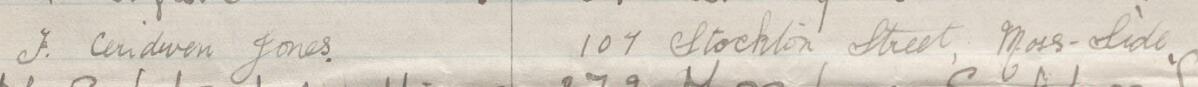 Image of A Ceridwen Jones's signature and address in the petition