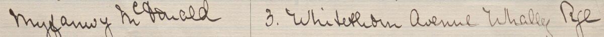 Image of Myfanwy McDonald's signature and address in the petition
