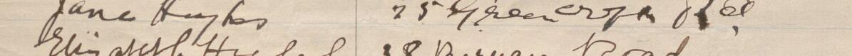 Image of Jane Hughes's signature and address in the petition