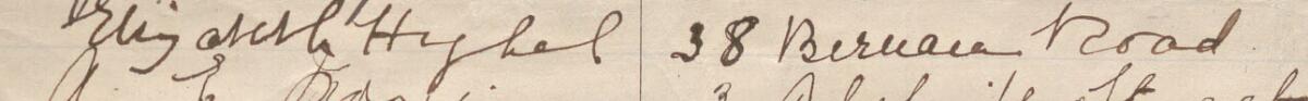 Image of Elizabeth Hughes's signature and address in the petition