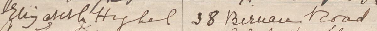 Image of Elizabeth Hughes's signature and address in the petition