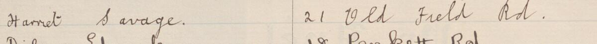 Image of Harriet Savage's signature and address in the petition