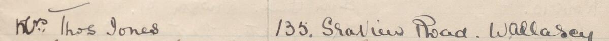 Image of Mrs. Thos Jones's signature and address in the petition