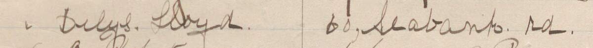 Image of Miss Dilys Lloyd's signature and address in the petition
