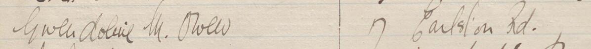 Image of Gwendoline M. Owen's signature and address in the petition