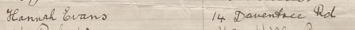 Image of Hannah Evans's signature and address in the petition
