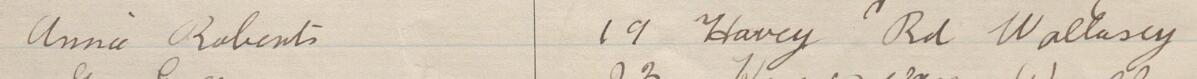 Image of Annie Roberts's signature and address in the petition