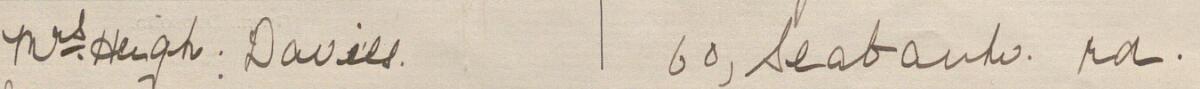 Image of Mrs Hugh Davies's signature and address in the petition